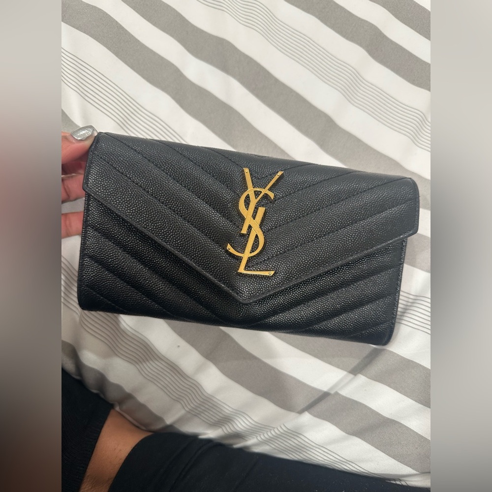 Cassandre Matelassé Large Flap Wallet Black